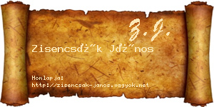 Zisencsák János névjegykártya